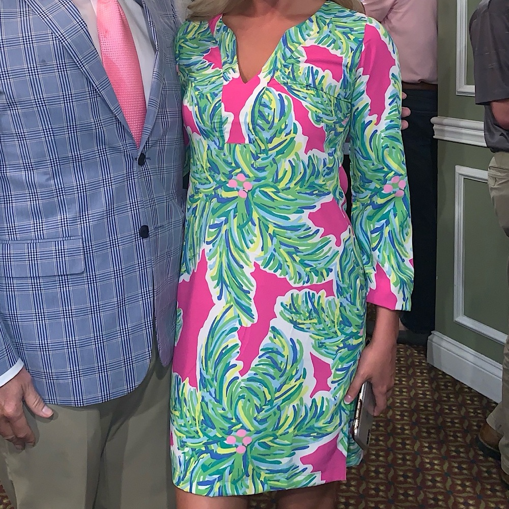 Southern Frock V-Neck Palm Tree Print Dress